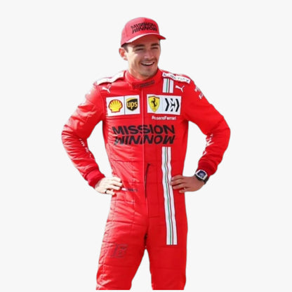 2021 Charles Leclerc Ferrari Replica Racing Suit Formula 1 Team Mission Winnow