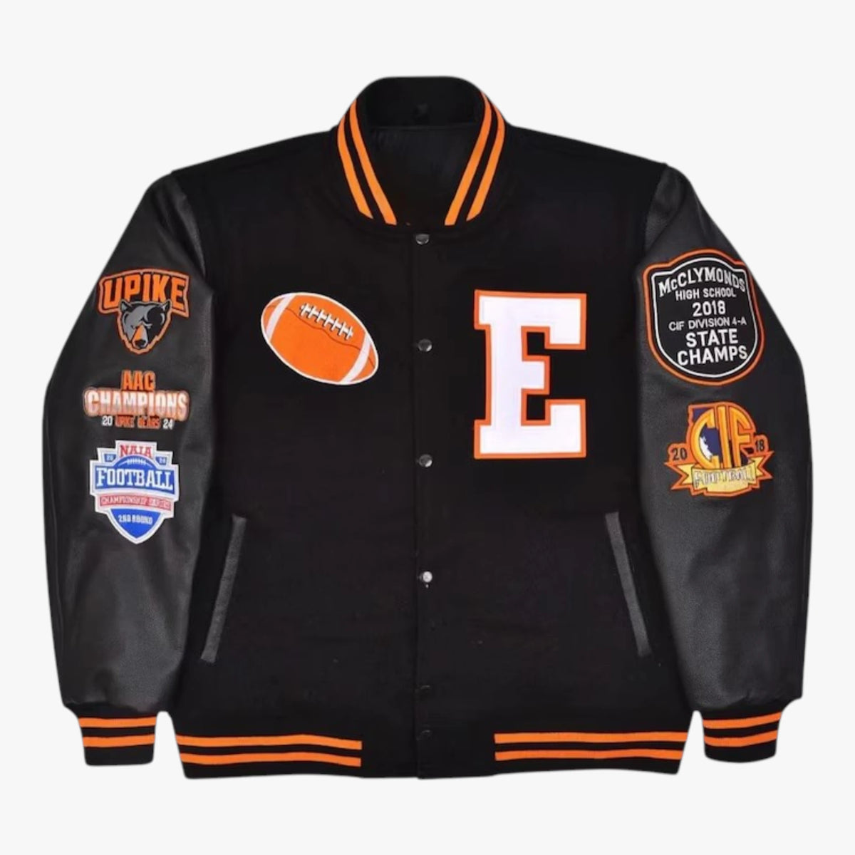 Black Football Varsity Jacket King Turner 32 Letterman Bomber