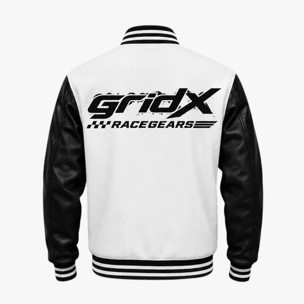 GridX Racegears Varsity Jacket Logo Embroidery - Black & White