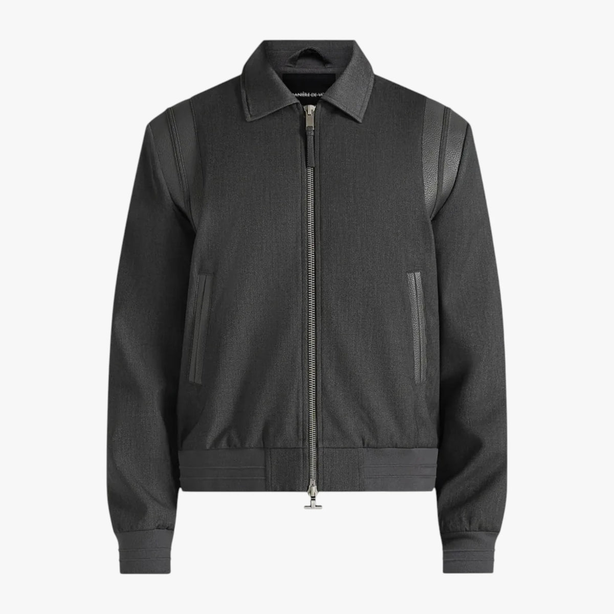Manière De Voir Black Zip-Up Varsity Jacket Contrast Panel Jacket