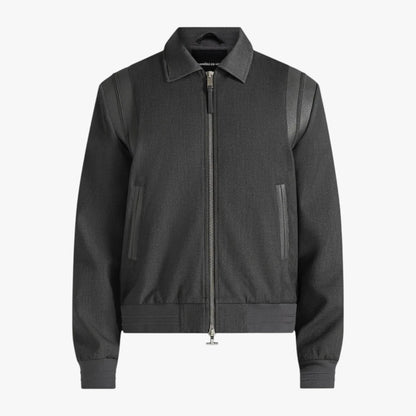Manière De Voir Black Zip-Up Varsity Jacket Contrast Panel Jacket