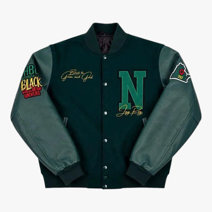 Spartan Pride Green & Gold Varsity Bomber Jacket Personalized Letterman Jacket