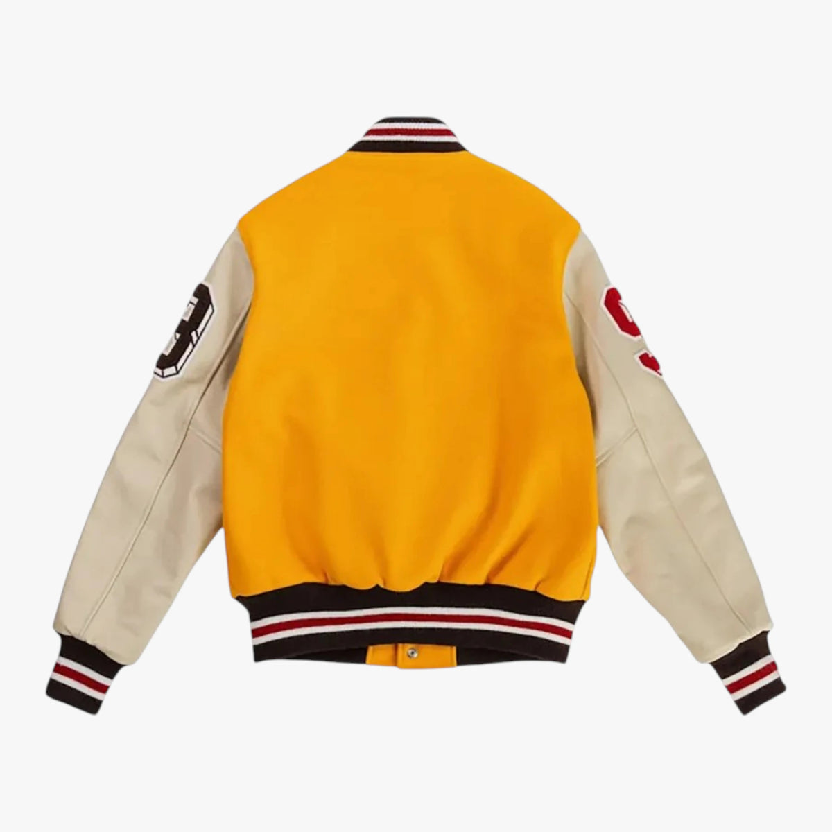 ERIC EMANUEL Yellow New York Varsity Jacket Patch Letterman Bomber