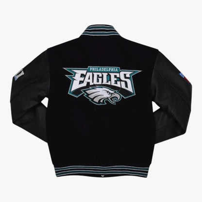 Philadelphia Eagles Black Varsity Bomber Jacket Embroidered Letterman Jacket