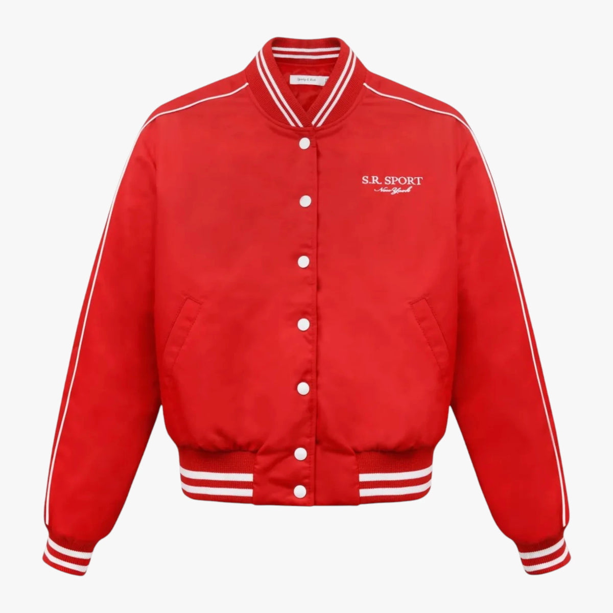 Red S.R. Sport Varsity Bomber Jacket Classic Racing Style
