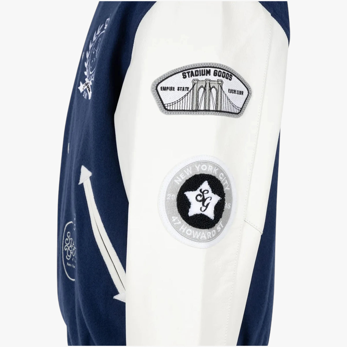 Stadium Goods Navy & White Varsity Jacket New York Streetwear Bomber
