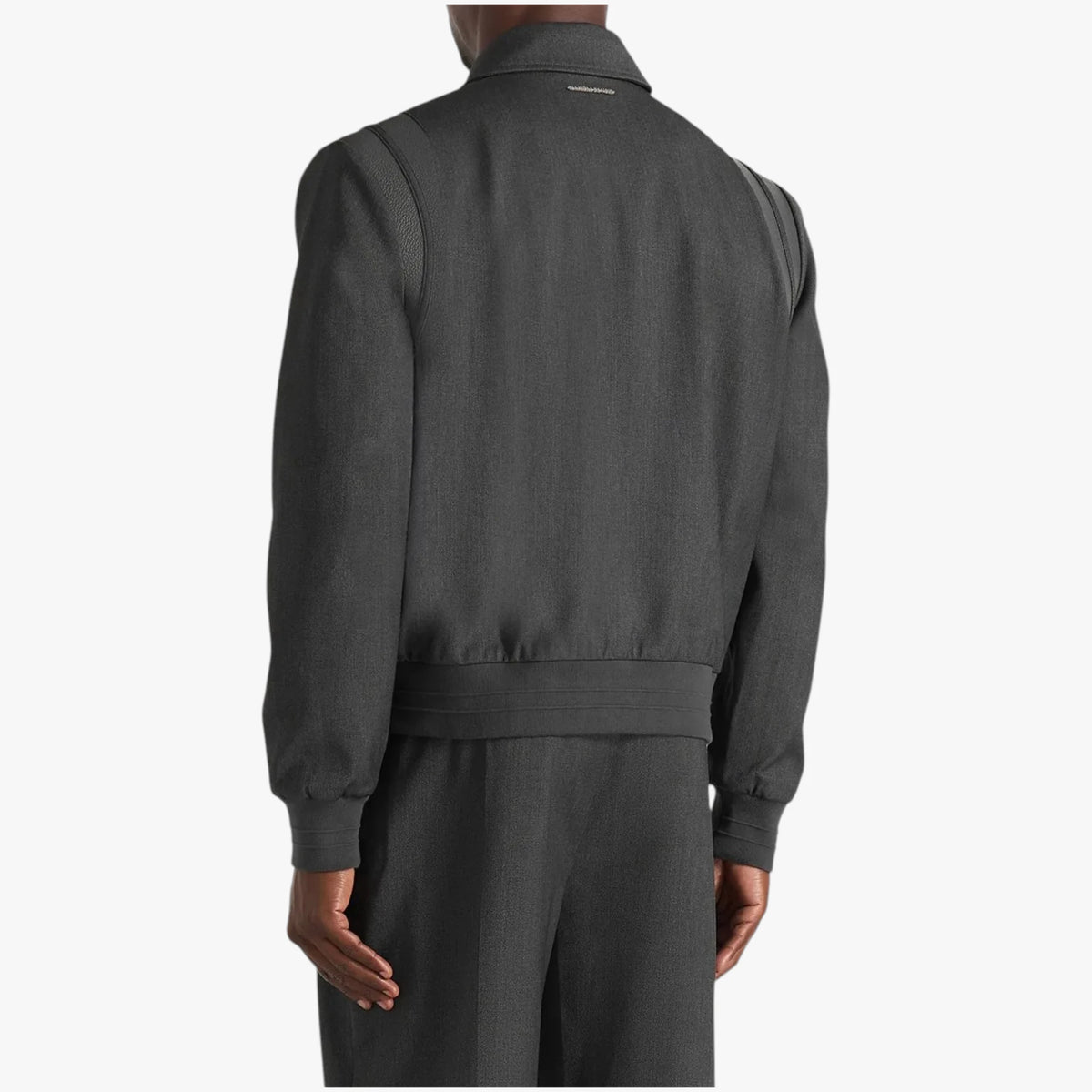 Manière De Voir Black Zip-Up Varsity Jacket Contrast Panel Jacket
