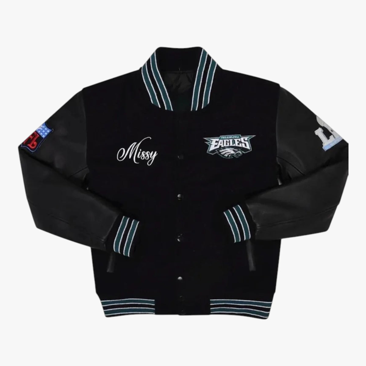Philadelphia Eagles Black Varsity Bomber Jacket Embroidered Letterman Jacket